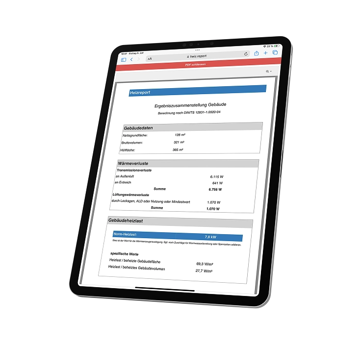 Heizlast-Report für Hofgeismar